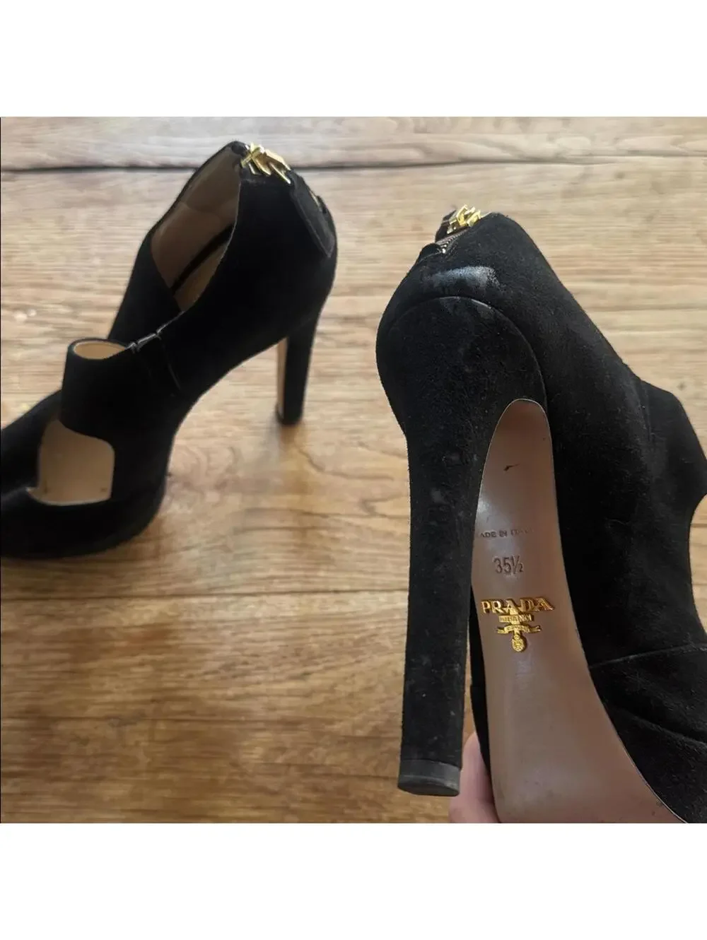 Prada high heels black suede size 35 1/2